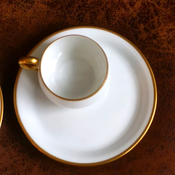 Antique Delicate White Bone China Coffee Cup & Saucer w/Gold Trim by MZ Austria - Picture 3 of 9